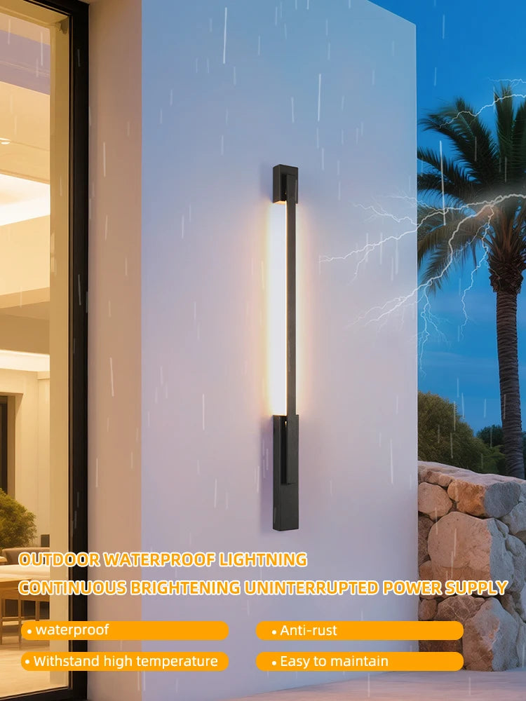 Smart Dimmable Outdoor Wall Light Black Modern LED Lamp IP65 Waterproof via APP Control for Garden Home