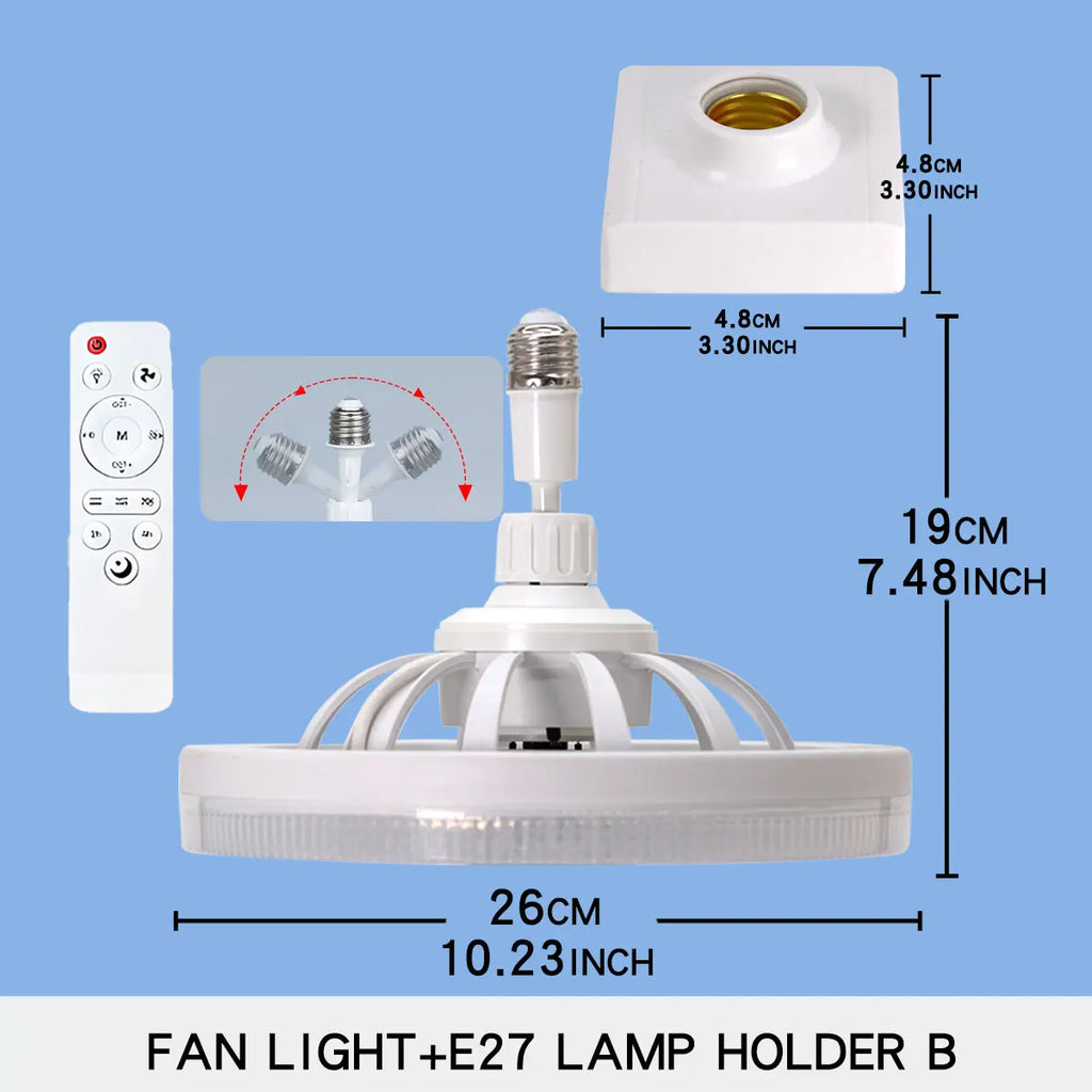 Smart 3 In 1 Ceiling Fan With Remote Control Lighting E27 Conversion Base 85-265v Lighting Base Suitable for Bedroom and Living