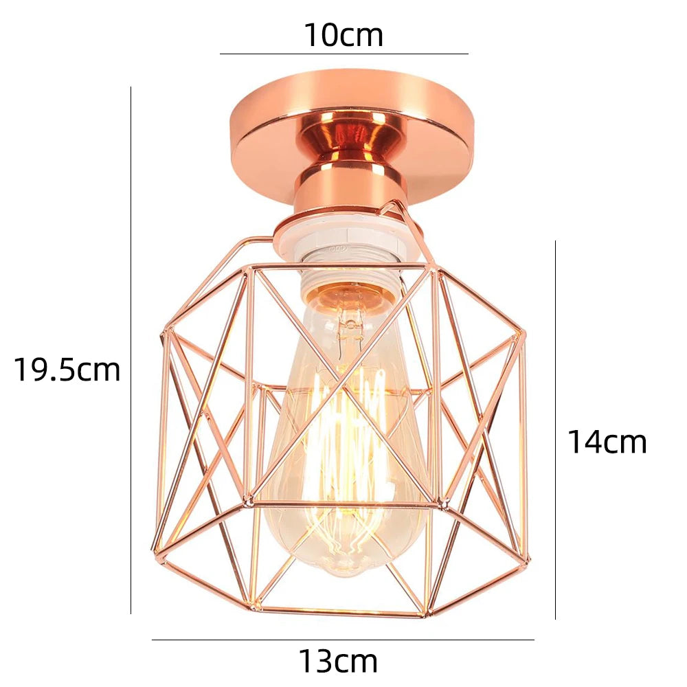 Vintage Industrial Retro Loft Metal Ceiling Lamp Shade Modern Ceiling Light for Aisle Indoor Cage Chandelier Lighting Fixures