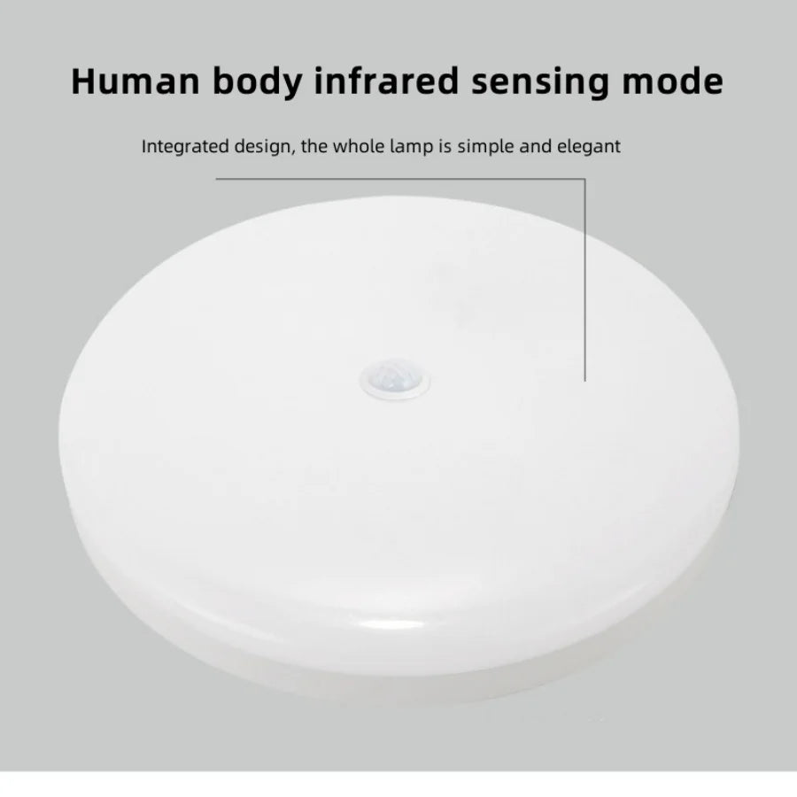LED Ceiling Light with Human Infrared Induction for Home Garage Attic Door Front Corridor Staircase Warehouse Sensor Lighting