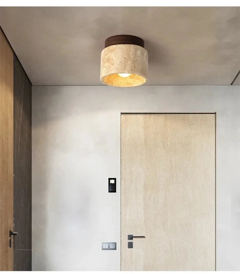 Modern Stone Travertine Ceiling Lamp Bedroom Corridor Flush Mounted Foyer Hallway Staircase Indoor Lighting Fixture Decoration