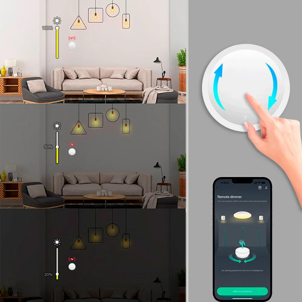 new gadgets Tuya ZigBee Smart Home button  Smart Knob Switch Wireless Scene Button Rotatable Dimmer Switch Linkage Remoter