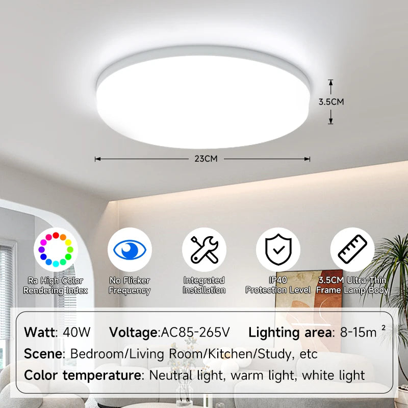 Modern Ceiling Lamp 220V Dustproof Led  Ultra-thin Ceiling Chandelier for Indoor Living Room Bedroom Decorative Ceiling Light