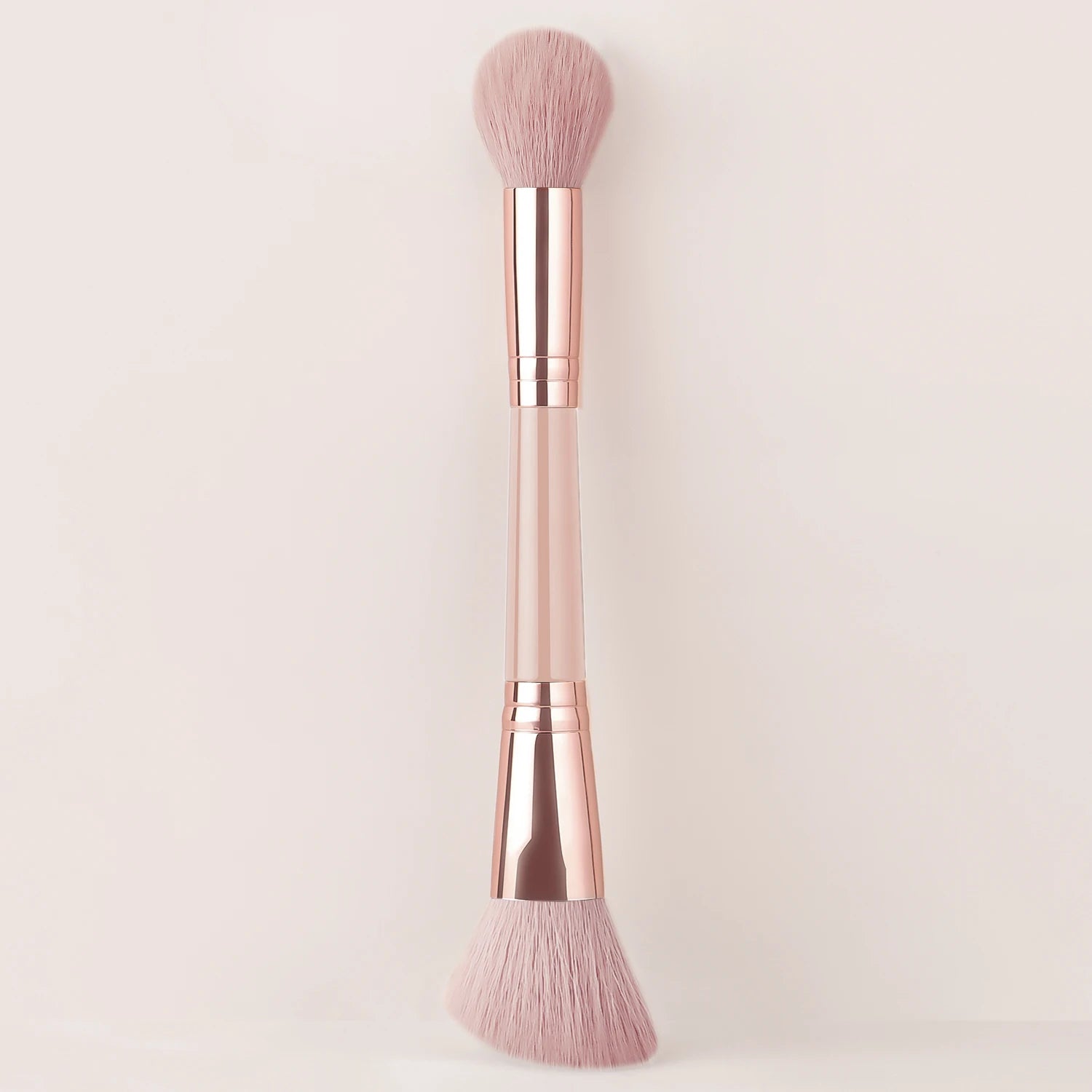 Single Dual-Ended Beauty Brush, Round Blending Brush + Angled Blush Brush Soft Bristle Makeup Tool
