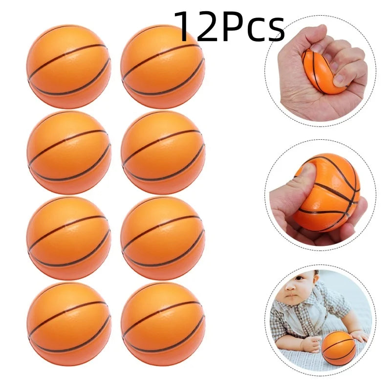 12Pcs 6.3cm Basketball Stress Ball Foam Sports Stress Ball Bulk Basketball Party Favors Foam Basketball Ball Kids Stress Relief