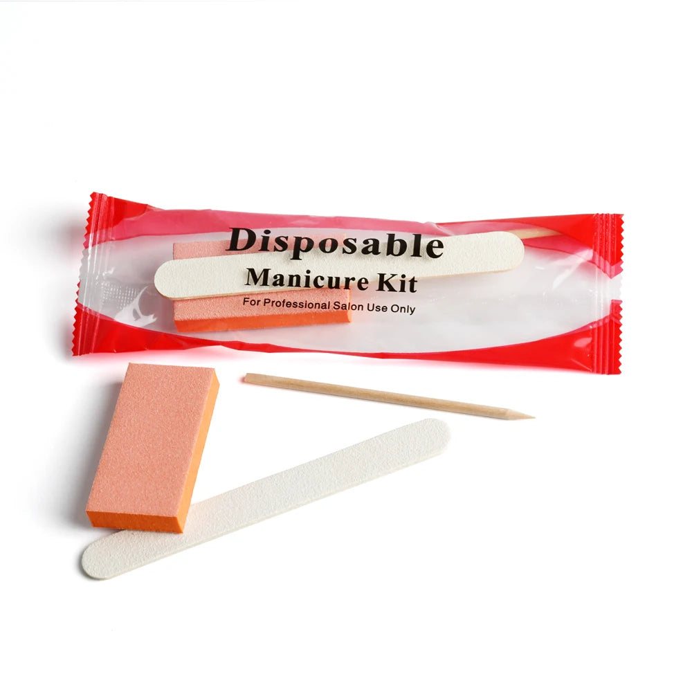 100 Sets Natural Nail Kits Disposable Manicure Kit  Salon Professional Pedicure Pedicura Nail File Set