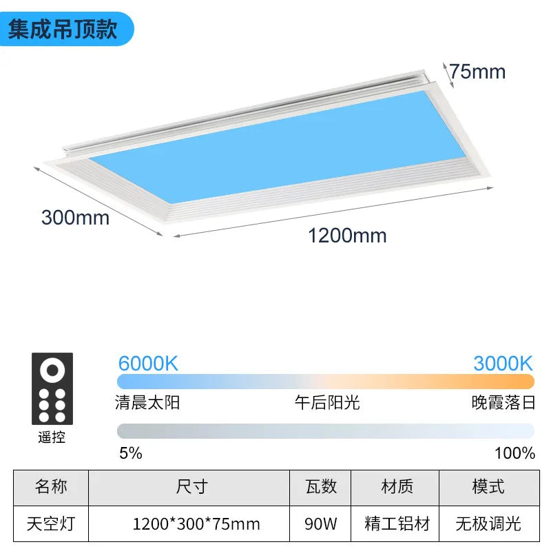 Modern Smart Integrated LED Ceiling Light Sky Blue Clouds Effect Daylight Simulation for Kitchen Home Lighting Room Decor
