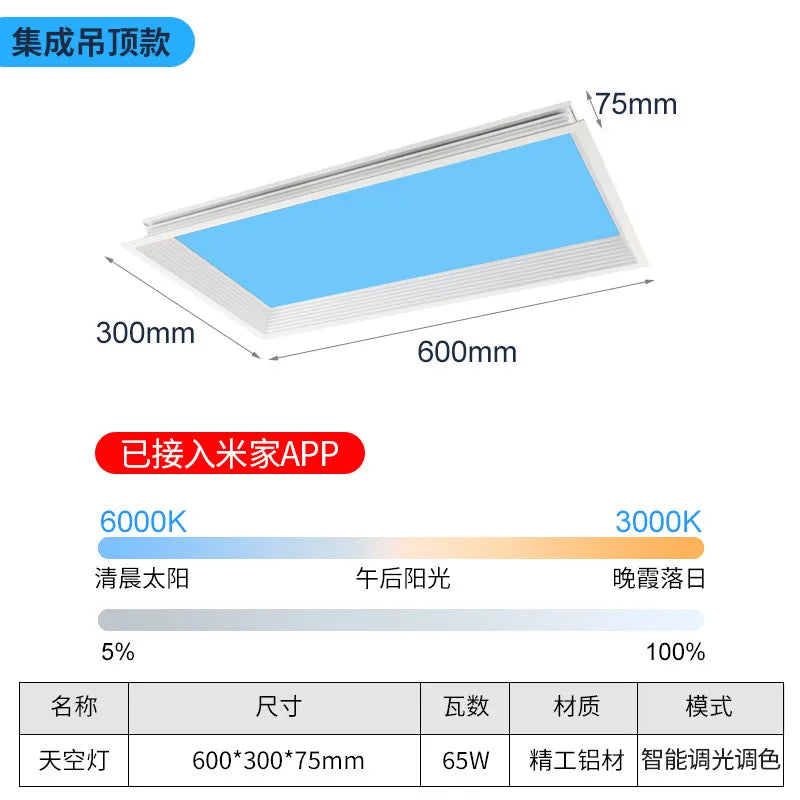 Modern Smart Integrated LED Ceiling Light Sky Blue Clouds Effect Daylight Simulation for Kitchen Home Lighting Room Decor