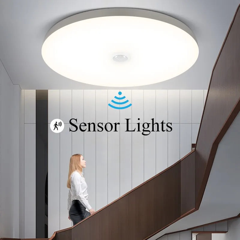 Motion Sensor Ceiling Light Radar Sensor LED Light Smart Lamp 220V/110V For Corridor Entrance Human Motion Ceiling Lamp Panel