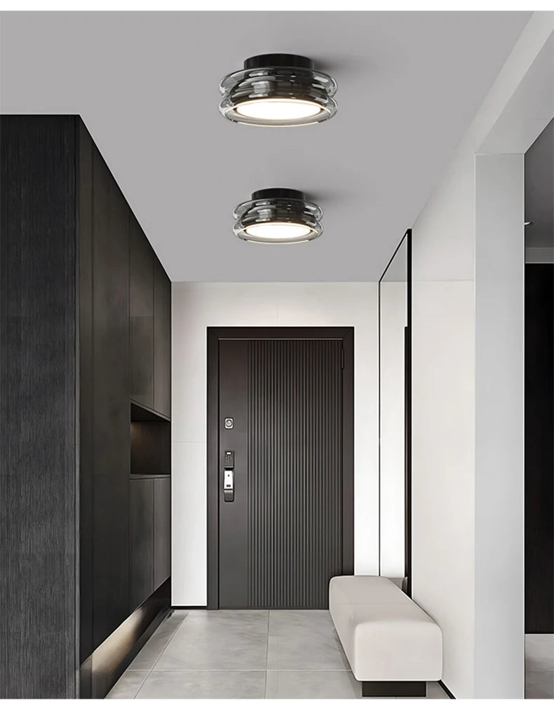 Italian Minimalist Designer Glass Ceiling Light Circular Corridor Lamp Hallway Living Room Dressing Room Lighting Decoration