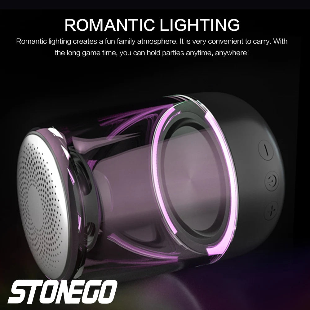 True Wireless Bluetooth 5.0 Speakers Transparent Design Breathing LED Light TWS Bluetooth Speaker TF Card AUX Audio Input