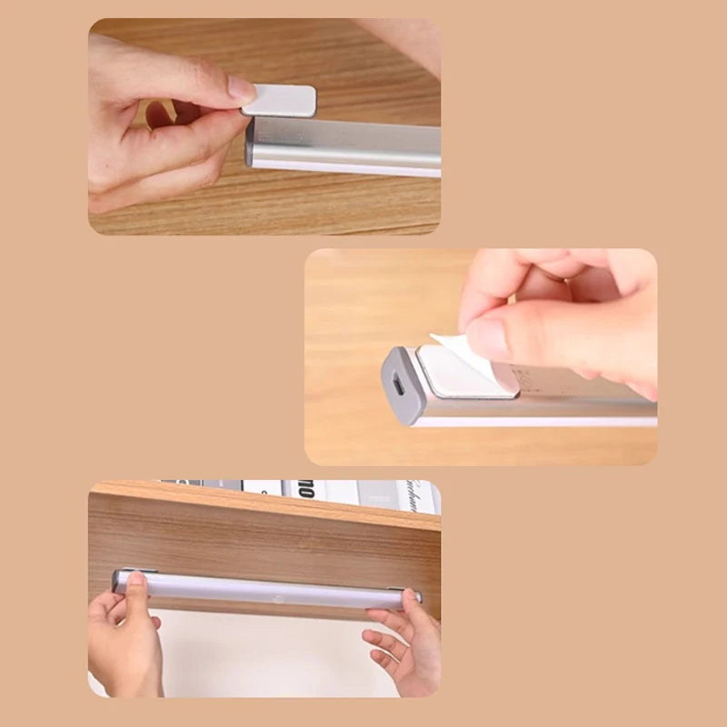 LED Motion Sensor Light Wireless LED Night Light Type C Rechargeable Light Cabinet Wardrobe Lamp Staircase Backlight For Kitchen
