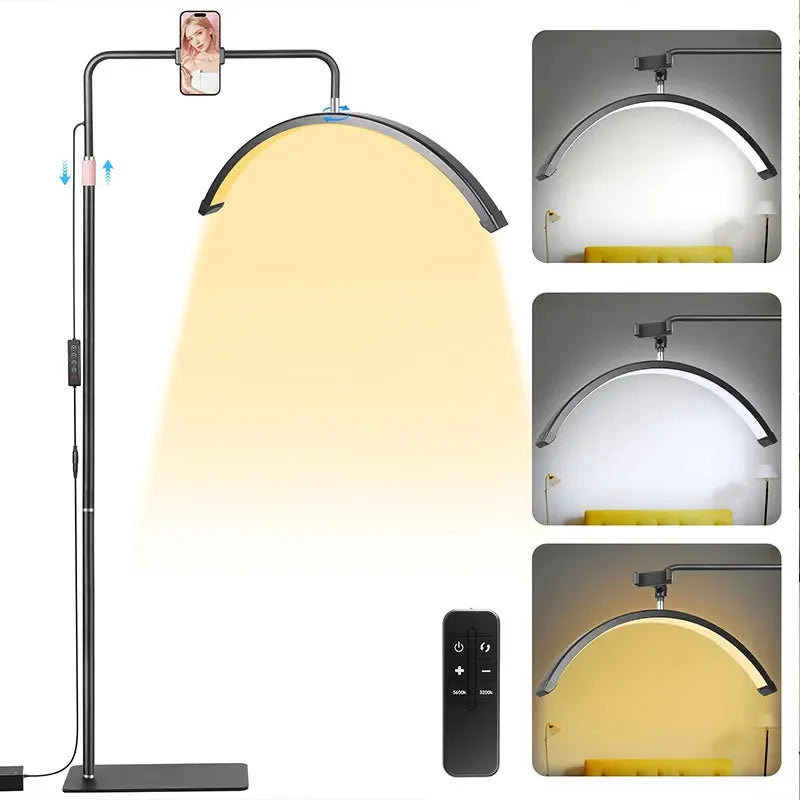 130-181CM LED Beauty Light 40W Half Moon Floor Standing Dimmable Suitable For Beauty Salon Beauty Refill Makeup Lighting