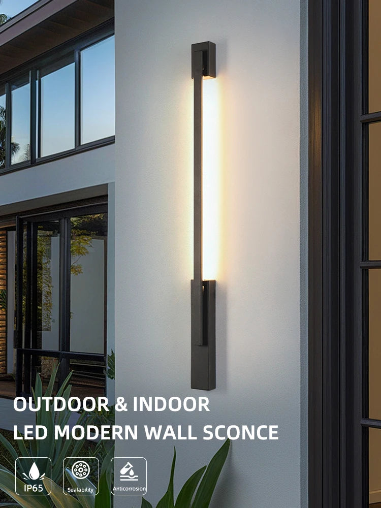 Smart Dimmable Outdoor Wall Light Black Modern LED Lamp IP65 Waterproof via APP Control for Garden Home
