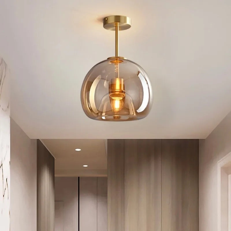 Nordic Modern Glass Ceiling Lamp Bedroom Bedside Restaurant Kitchen Bar Island  Hanging Led Chandelier Lights Indoor Lighting