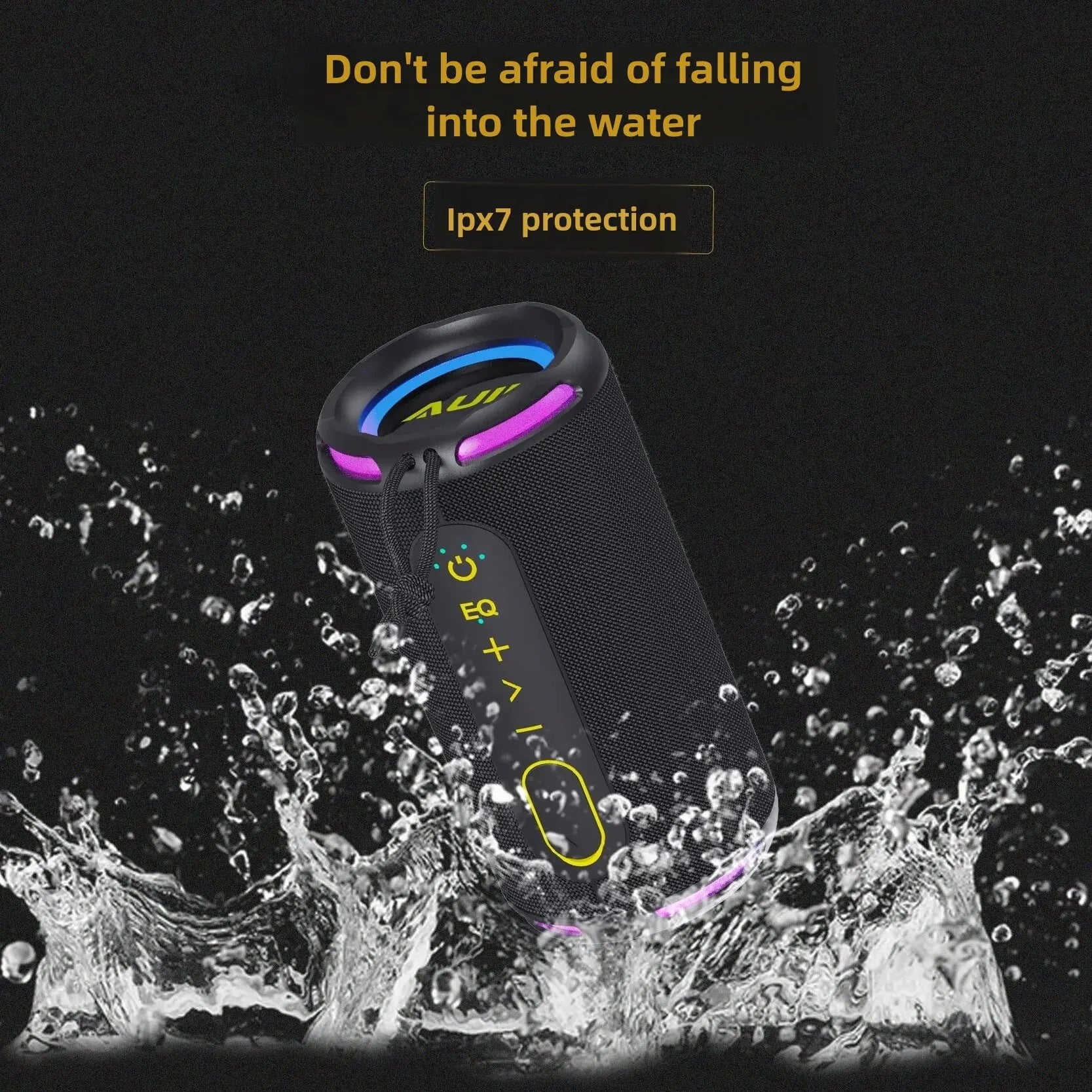 [Upgraded]Portable Bluetooth Speaker, 50W Loud Stereo Sound, IPX7 Waterproof, 10H Playtime, RGB Lights,Perfect for Party/Outdoor