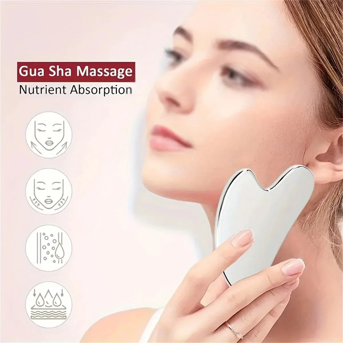 Stainless Steel Facial GuaSha Scraping Face Care Lifting Massage Tools Anti Wrinkle Skin Tighten Cooling Cellulite Massager Tool