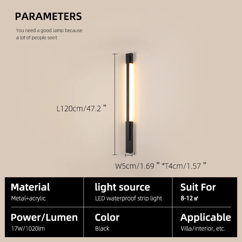 Smart Dimmable Outdoor Wall Light Black Modern LED Lamp IP65 Waterproof via APP Control for Garden Home