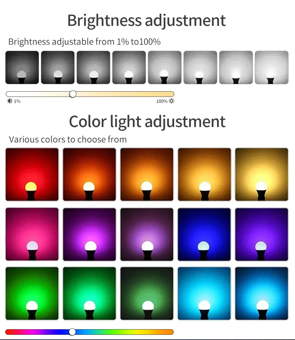Smart Led Bulbs E27 Tuya Smart Life Bluetooth App Control 220V 110V RGB Lights Ampoules Home Decoration Spotlight Bombilla