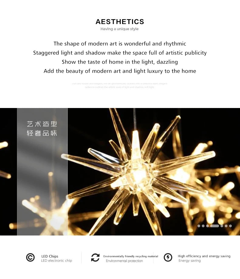 Lustre Attic Kitchen Hotel Led Ceiling Chandelier for Dining Decor Living Room Lamps Modern Meteor Shower Indoor Pendant Light