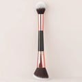 Single Dual-Ended Beauty Brush, Round Blending Brush + Angled Blush Brush Soft Bristle Makeup Tool