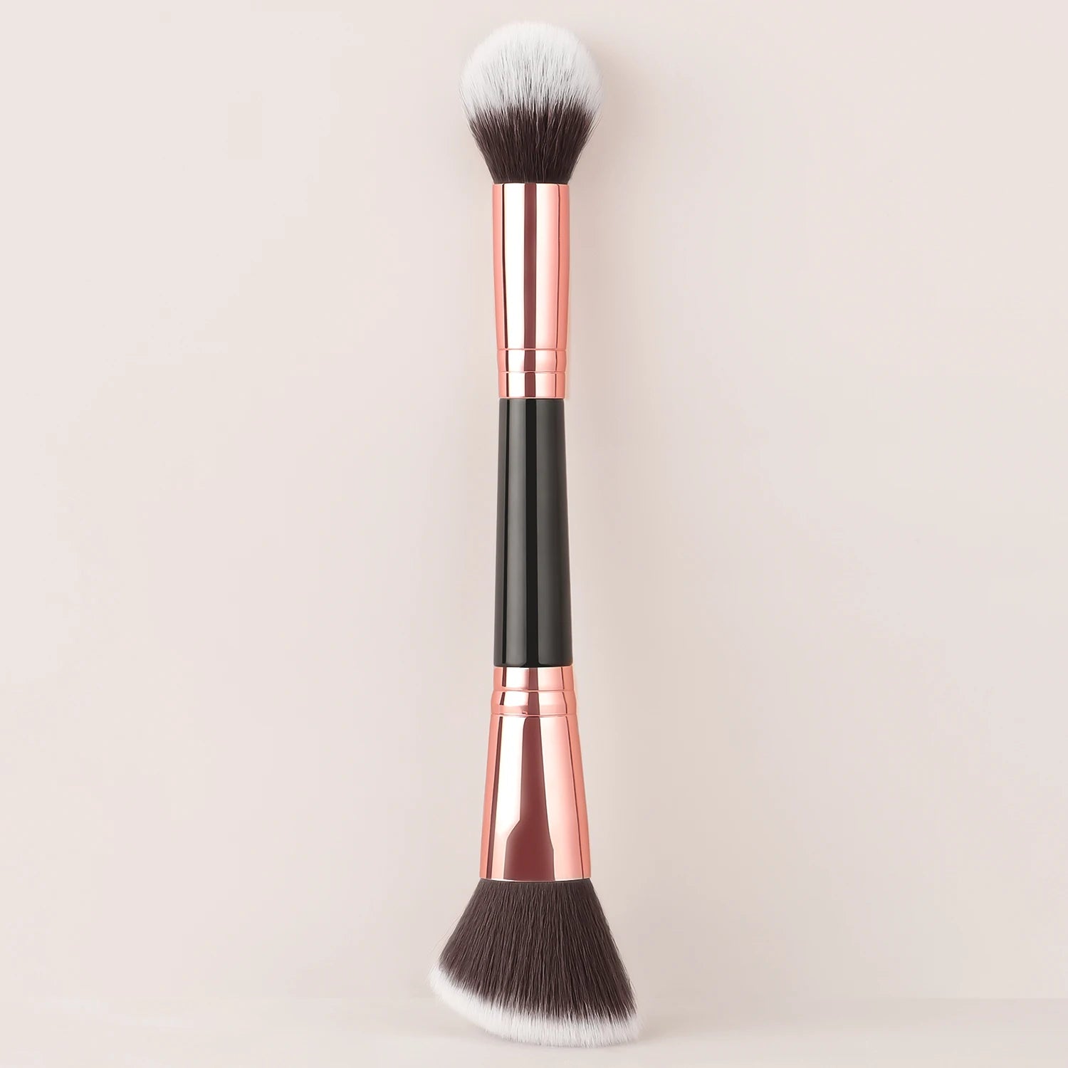 Single Dual-Ended Beauty Brush, Round Blending Brush + Angled Blush Brush Soft Bristle Makeup Tool
