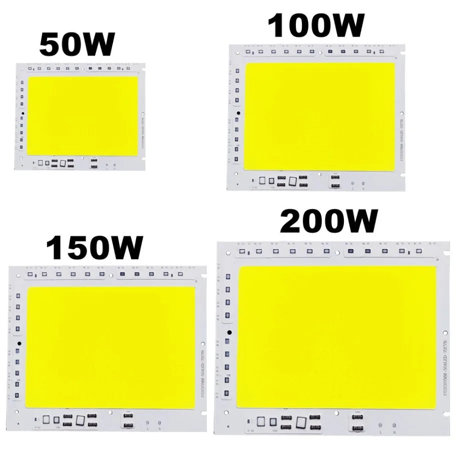 LED COB Chip 50W 100W 150W 200W 200-240V Smart IC No Need Driver LED Lamp Light Source For Flood Light Spotlight DIY Lighting
