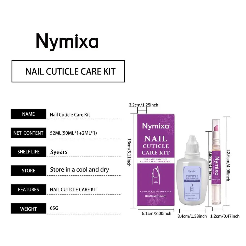 Nail Cuticle Care Kit 50ml Remover Cream 2ml Oil Pen Salon Quality Manicure Set Fingernails Toenails Healthy Grooming Portable