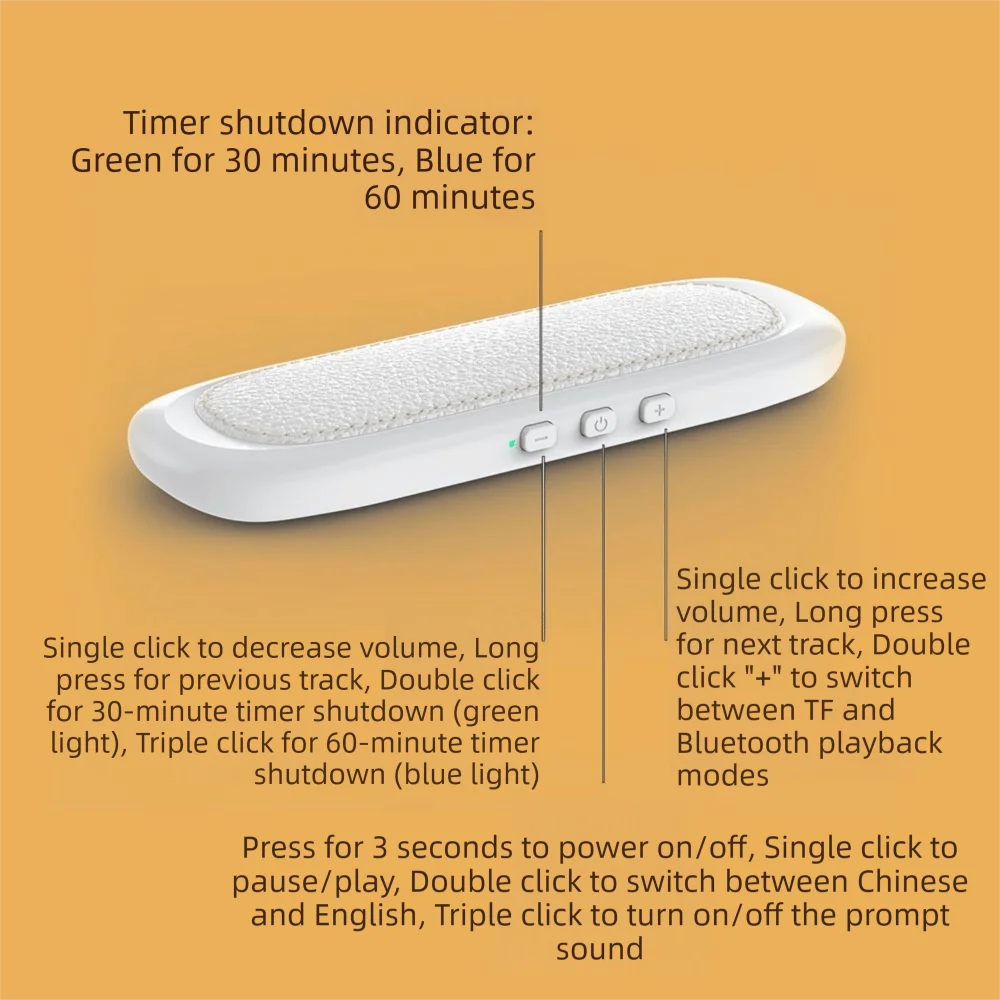 Bluetooth 5.4 Under Pillow Speaker Noise Reduction Stereo Sound Bone Conduction Speaker Deep Bass Timed Shutdow