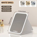 LED Makeup Mirror 3 Colors Light Portable Vanity with Adjustable Brightness USB Charging Foldable for Travel And Home Use