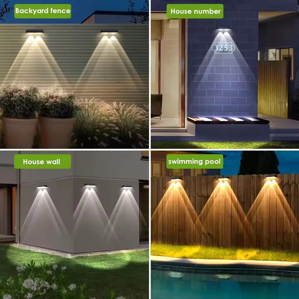 1-2pcs Solar Wall Lamp Outdoor Waterproof Solar Fence Lights Warm White & RGB Solar Powered Light for Garden Yard Decor Lighting