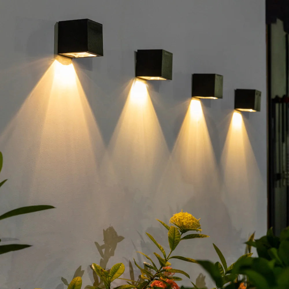 Outdoor Solar Wall Lights Square Solar Wireless Wall Sconces Lights IP65 Waterproof Decorative for Garden Yard Patio Fence Decor
