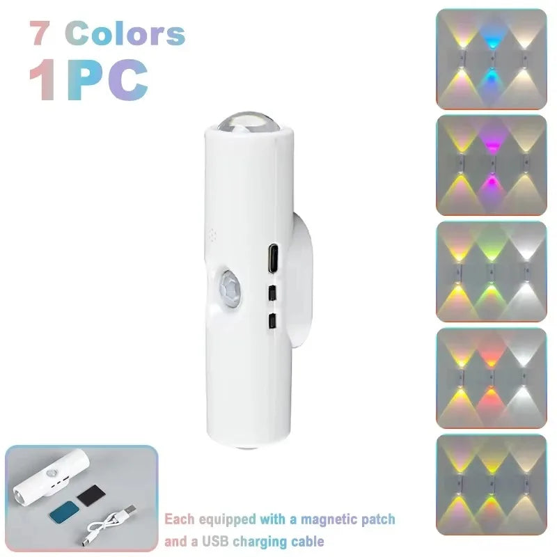 Smart, RGB, dual, head, motion, sensor, wall, lamp, charging, magnetic, night, light, spotlight, bedroom, closet, garden, room,