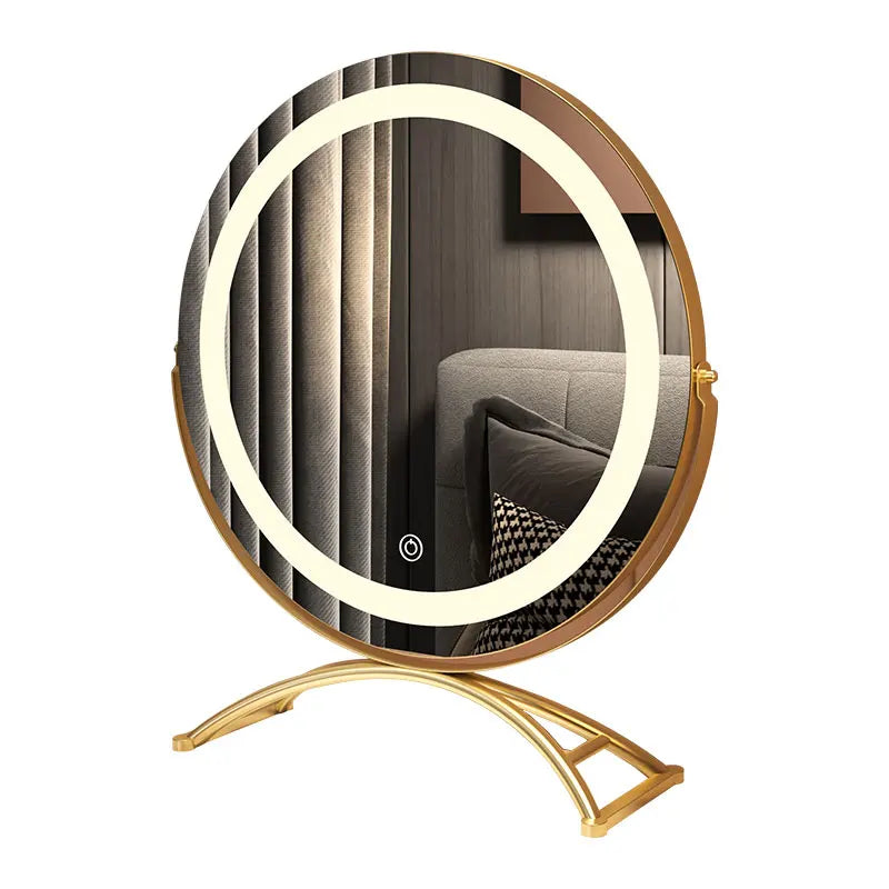 Smart Vanity Mirror with Lights Desktop Makeup Mirror with Charging Portable Rotating Dressing Mirror for Bedroom and Dorm
