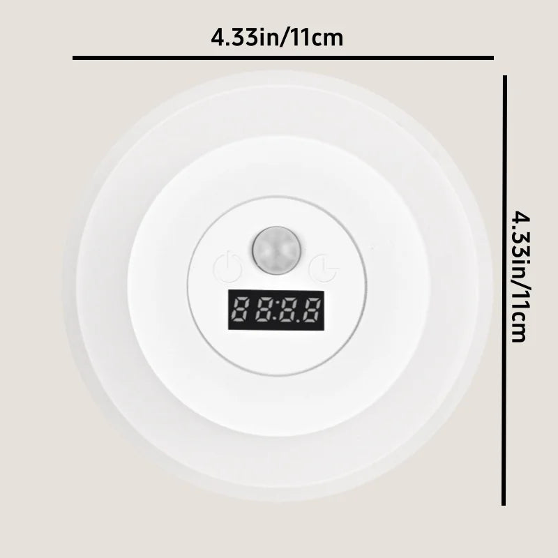 Auto On/Off Smart Sensor Night Light with Clock, Dual Mode Hill & Ambient Light, 3-5M Motion, 3 Colors, LED Wall Lamp forBedroom