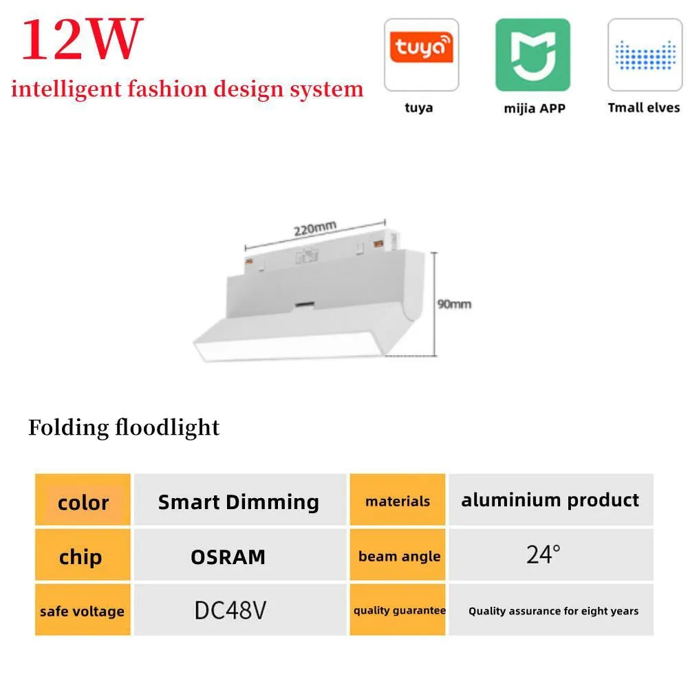 New White Tuya Smart LED Track Light Embedded Masterless Lighting lamp Living Room Light Voice Control Magnetic Track Light