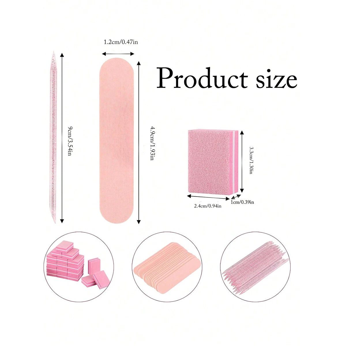 Manicure Kits, Individually Package 3pcs Press on Nail Kit - Nail Stick, Nail File, Nail Buffer for Salon Business Home