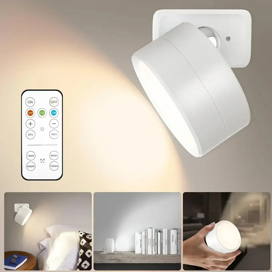 Smart Remote Control & Magnetic USB LED Wall Light,3 Mode Dimmable Cordless Touch Night Lamp for Bedside,Wardrobe,Hallway,Stairs
