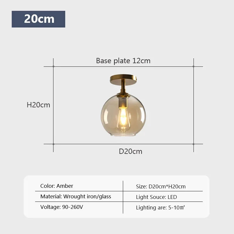 Modern LED Glass Ceiling Light Minimalist Cloakroom Balcony Bedroom Dining Room Lighting Hallway Lamp Indoor Lighting Lampara