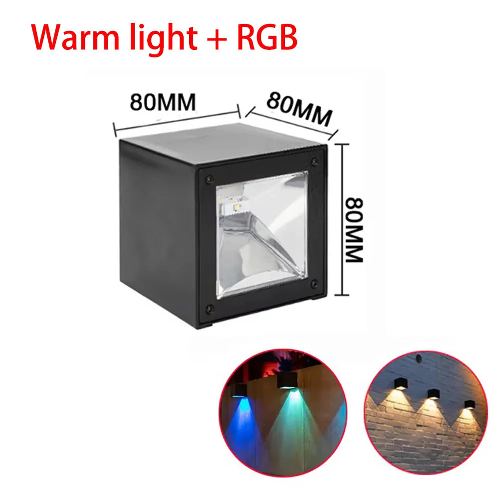 Outdoor Solar Wall Lights Square Solar Wireless Wall Sconces Lights IP65 Waterproof Decorative for Garden Yard Patio Fence Decor