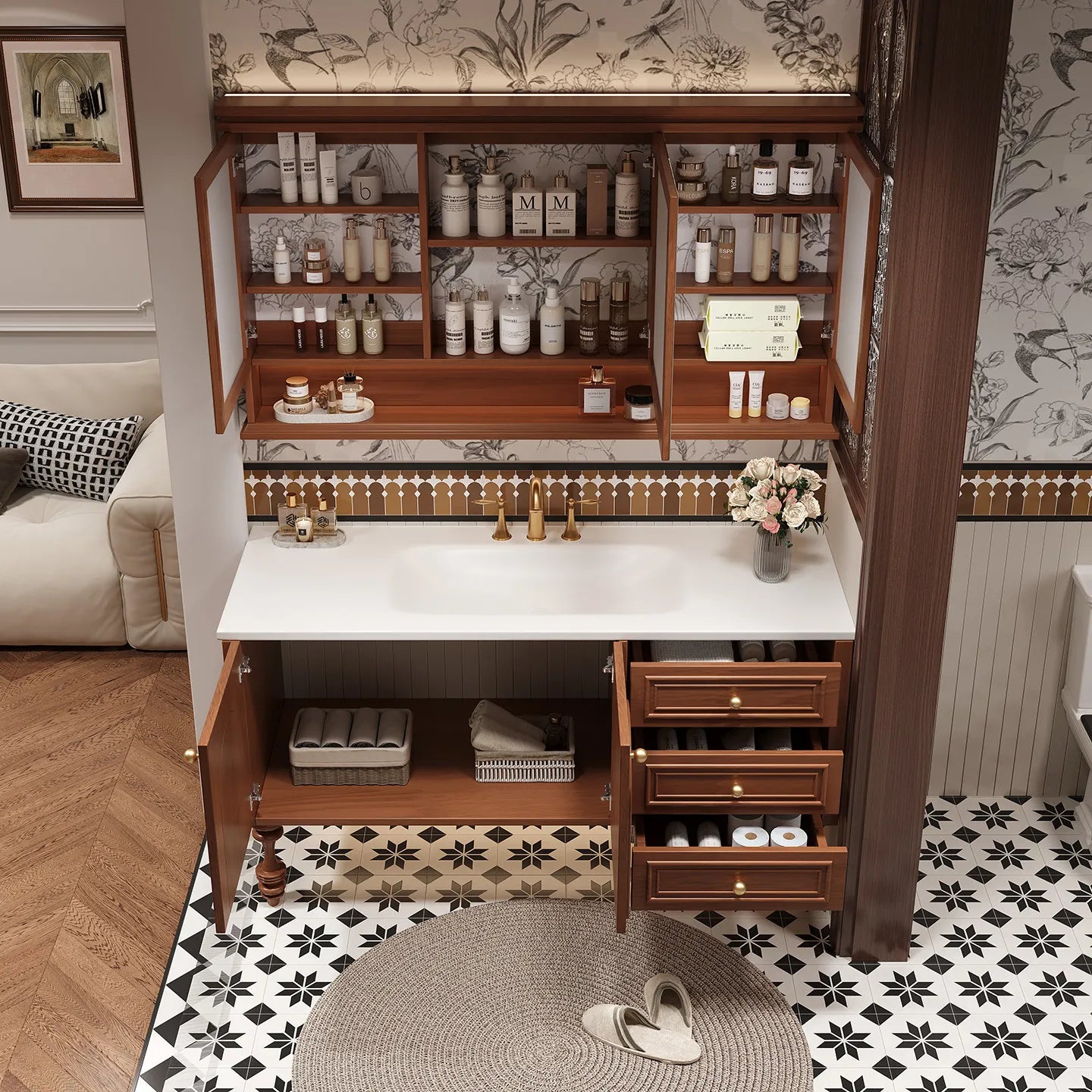 Hidden Illuminated Bathroom Cabinet Minimalist Makeup White Accessories Bathroom Cabinet Shower Caddy Mirror Armoire Furniture
