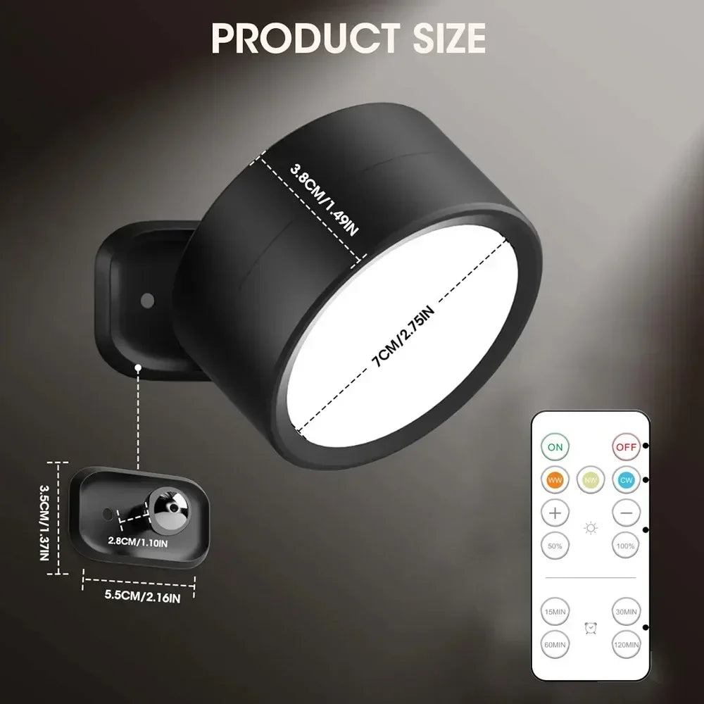 Smart Remote Control & Magnetic USB LED Wall Light,3 Mode Dimmable Cordless Touch Night Lamp for Bedside,Wardrobe,Hallway,Stairs