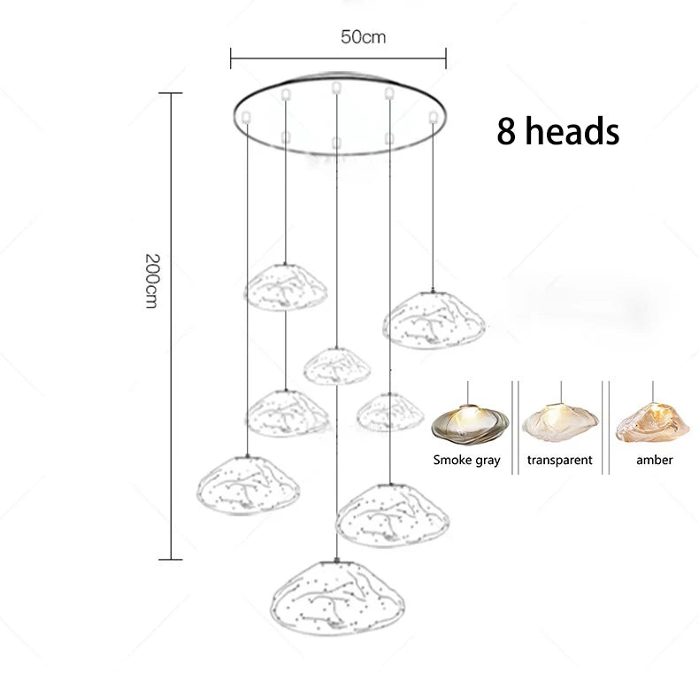 Modern Light Luxury Home Decoration LED Chandelier Staircase Light Living Room Chandelier Indoor Lighting