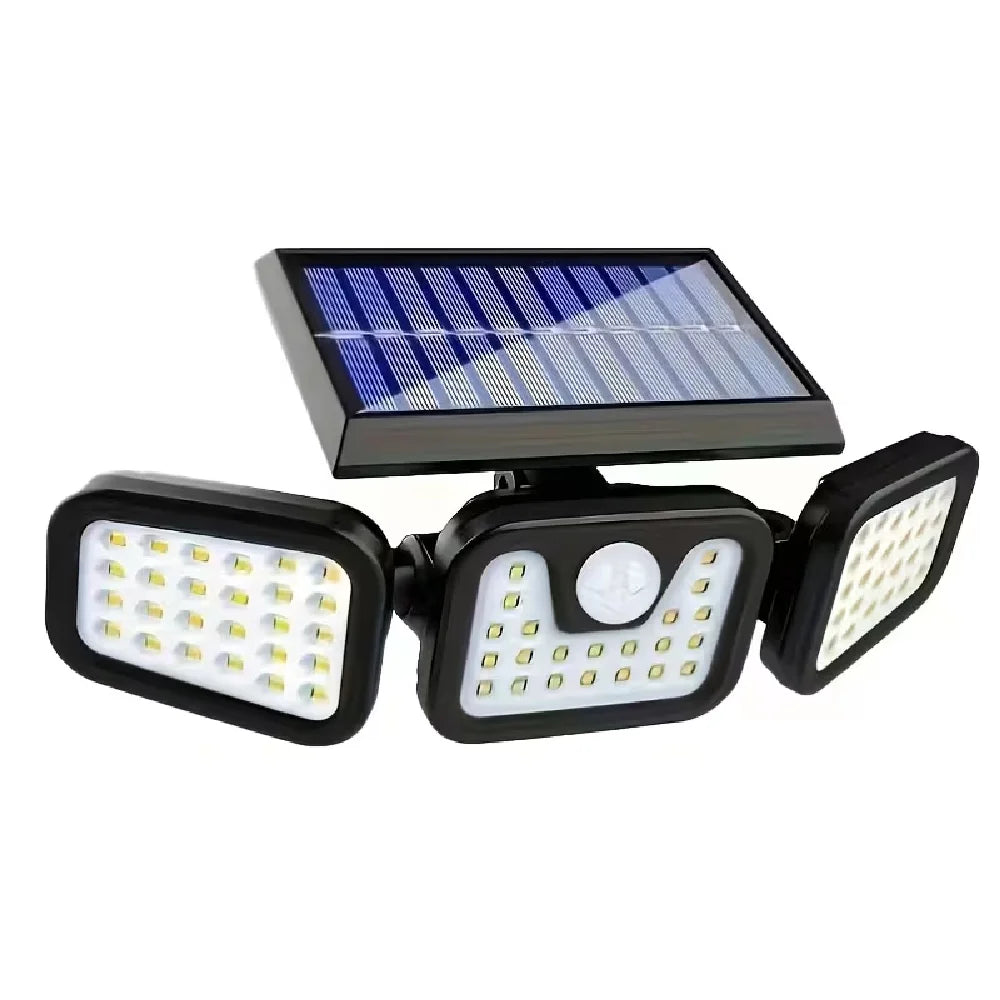 Solar-powered Outdoor Motion-sensor Lights 3-head 270° Wide-angle Security Lights for Yards Patios Garages Driveways Lighting