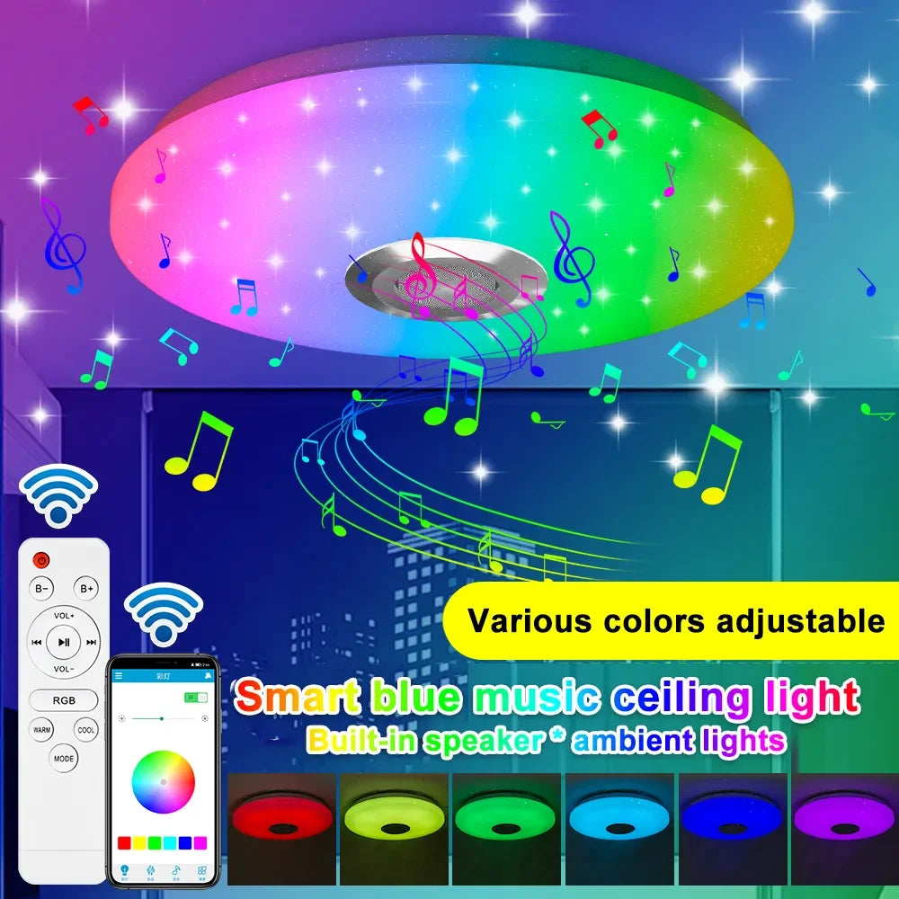RGB Smart Home LED Ceiling Light With Speakers For Music APP Remote Control Bluetooth Interior Decoration Bedroom Party