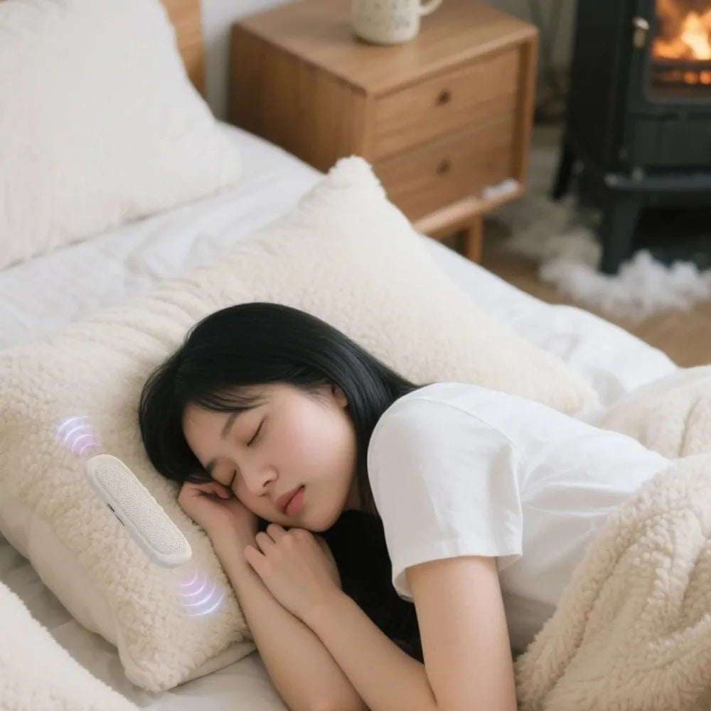 Bluetooth 5.4 Under Pillow Speaker Noise Reduction Stereo Sound Bone Conduction Speaker Deep Bass Timed Shutdow