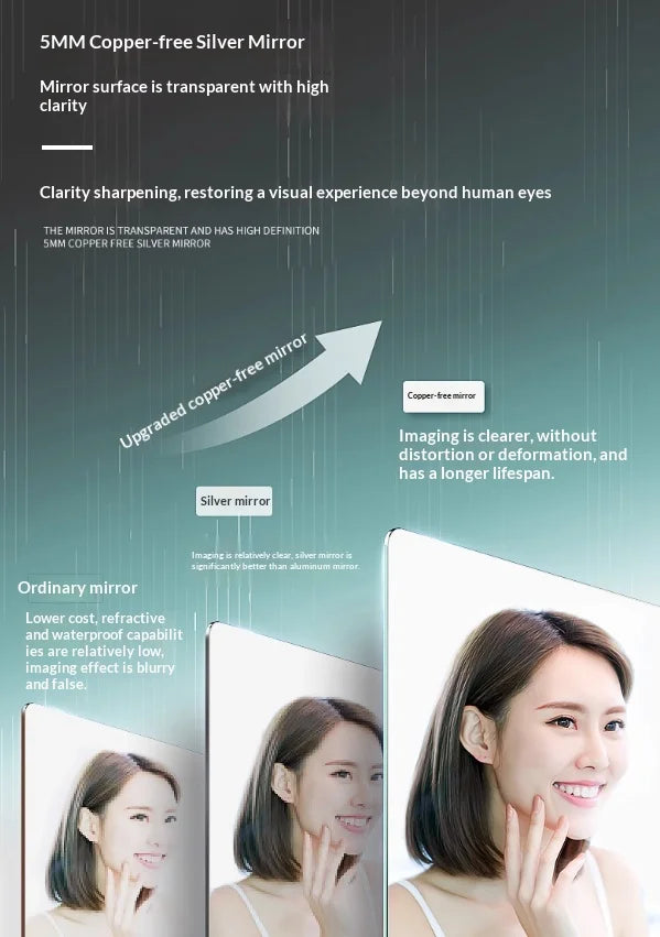 Bathroom Mirror LED Backlit Smart Anti Fog Touch Sensor Mirrored Cabinet Wall Mounted Storage Shelf Vanity Mirror Household