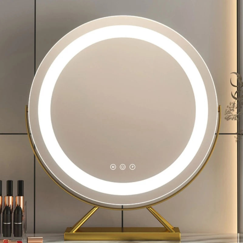Lighted Vanity Makeup Mirror with Lights 3 Color Lighting Modes with 15X Magnification Mirror Smart Touch Control 360°Rotation