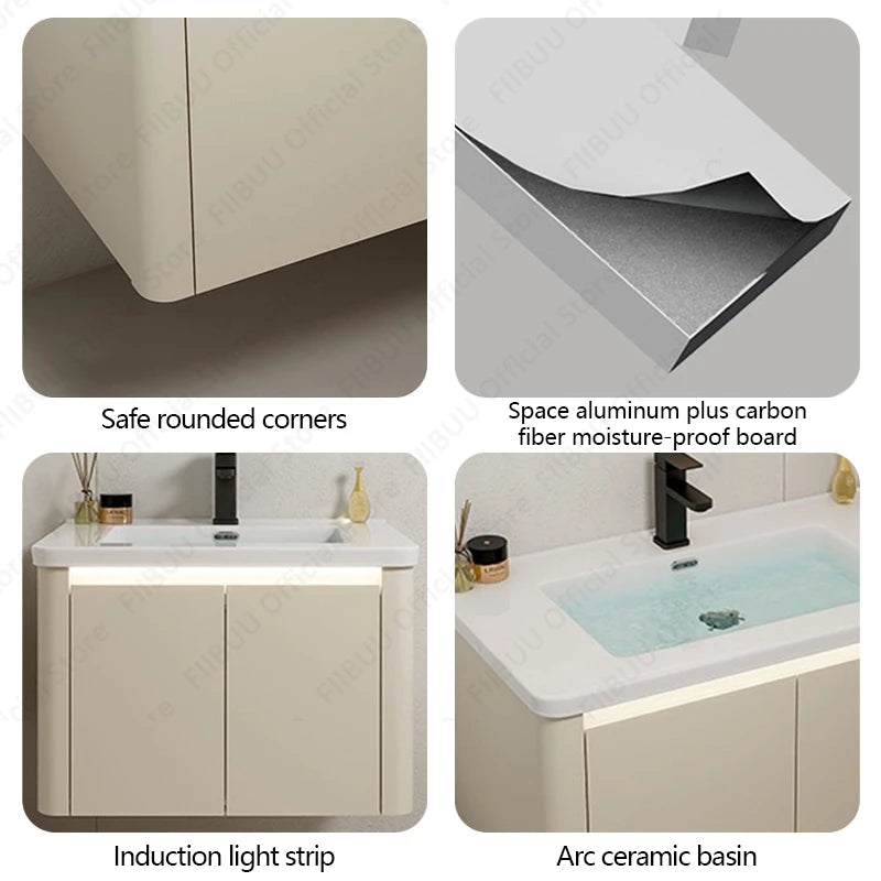 Modern Bathroom Vanity Wall Mounted Bathroom Storage Cabinet, High-Definition Mirror Integrated Bathroom Furniture Accessories