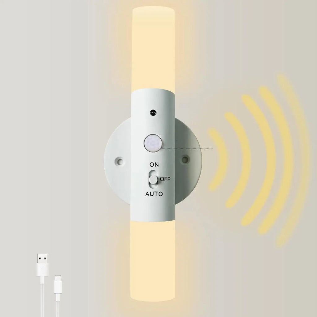 Night Light Motion Sensor Rechargeable Wireless LED Wall Lamp 360°Rotation Magnetic For Room Kitchen Stair Cabinet Lights